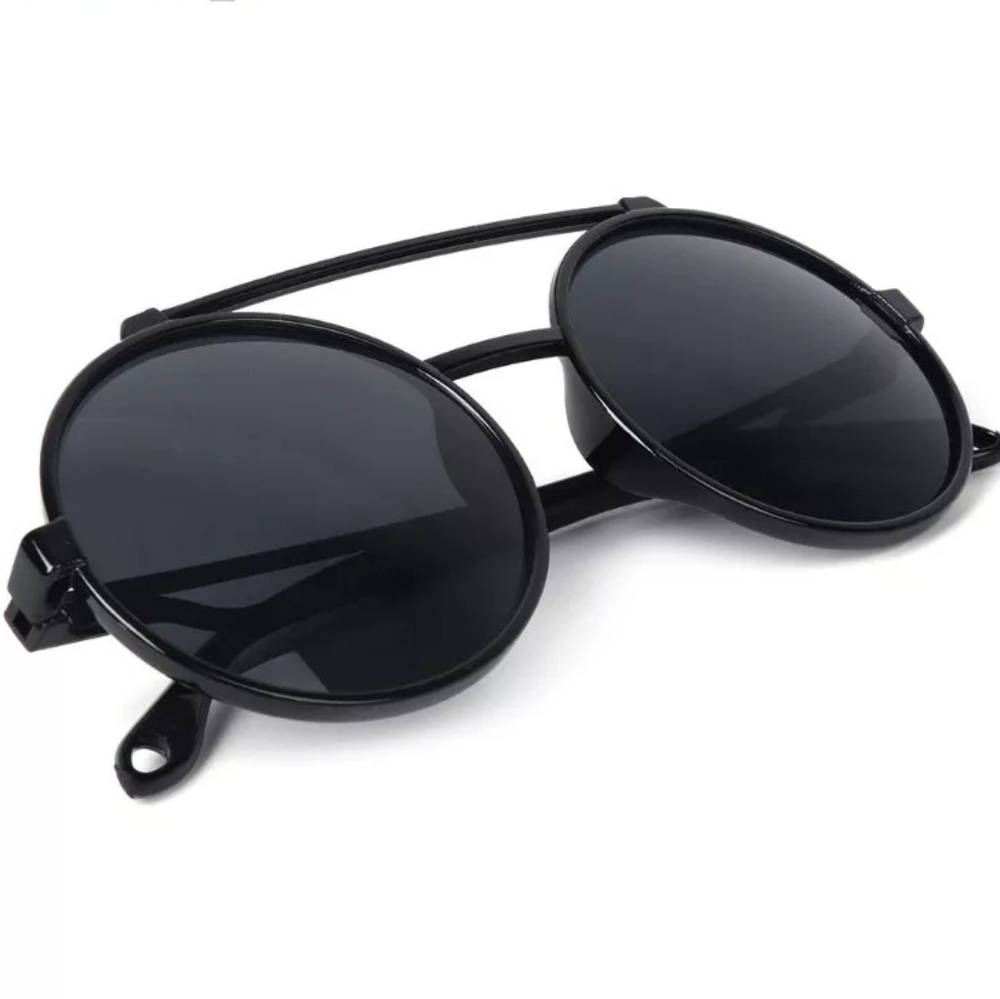 Retro Round Sunglasses - BLACK